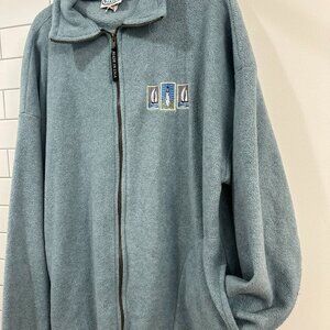 Vintage 90s USA-made Fleece Jacket, embroidered lighthouse + Sailboat size 2X